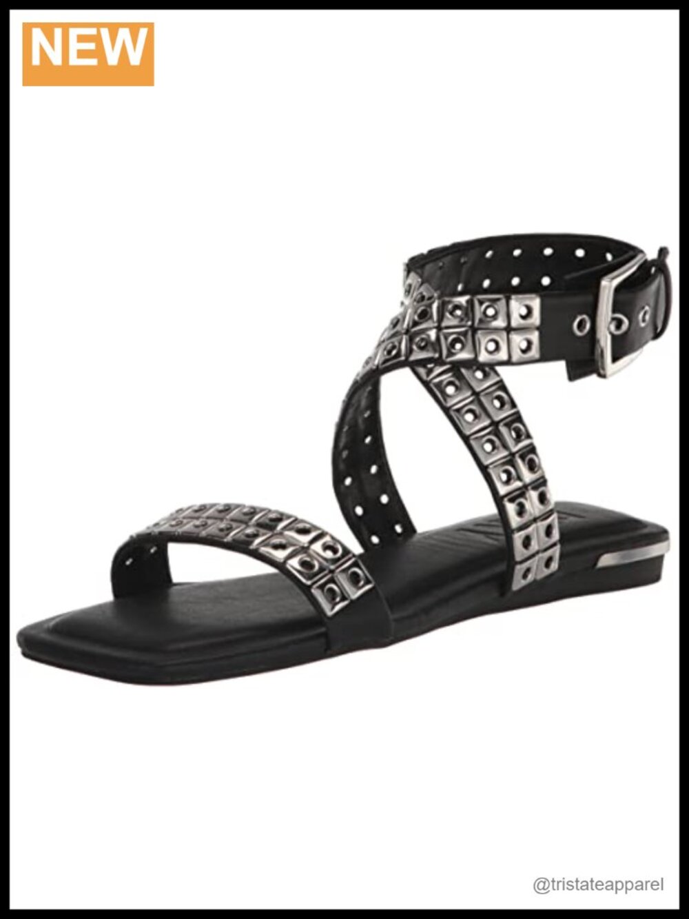 Studded Flat Sandal Suede Ankle Strap Open Toe Comfortable